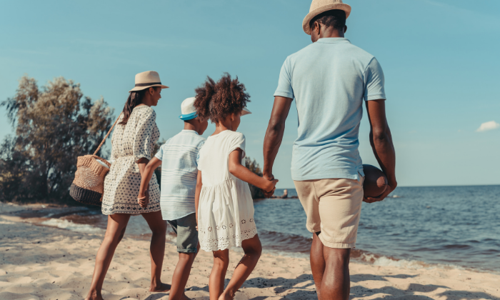 Afro-American family on beach